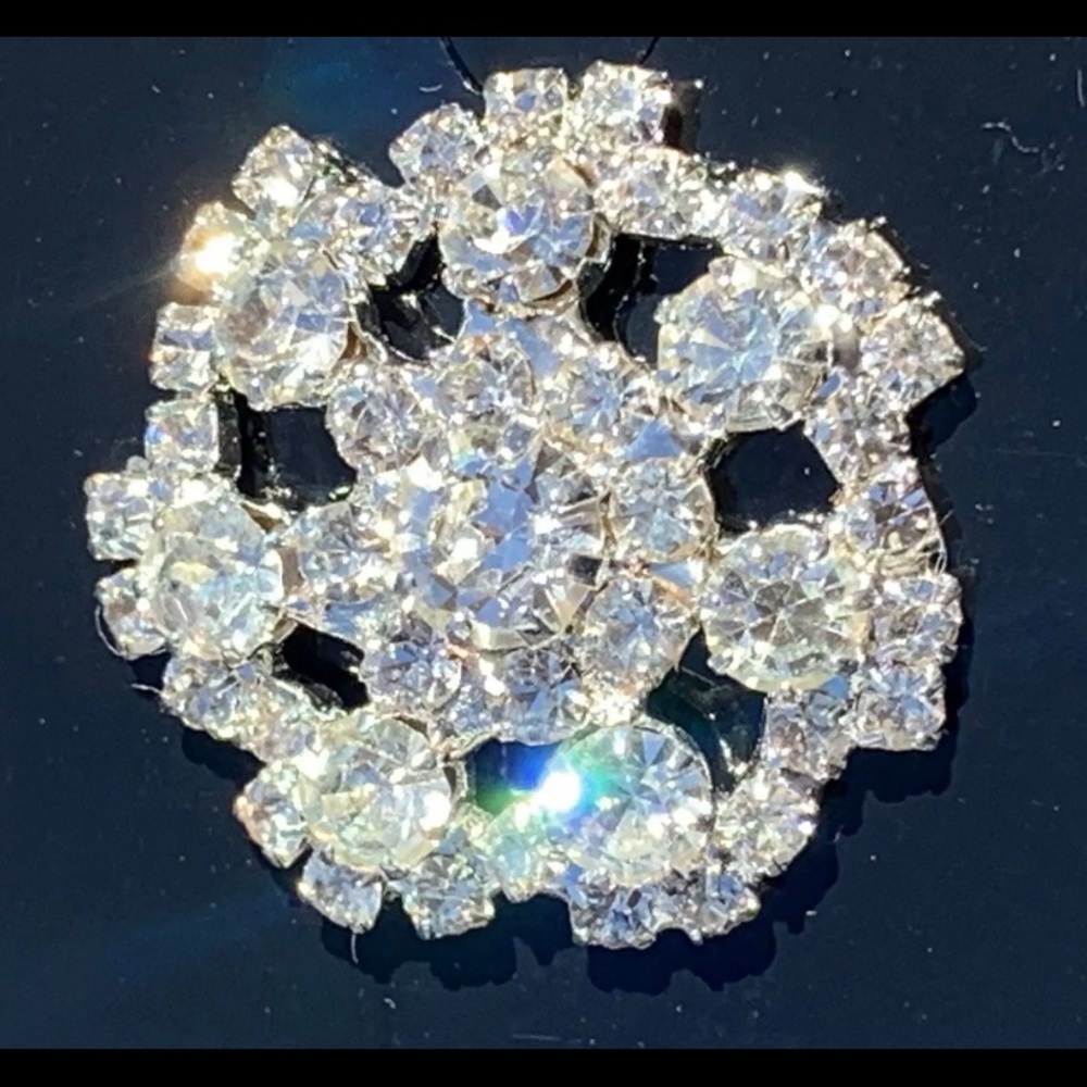One Rhinestone crystal silver Shank Button Sewing - Picture 5 of 7